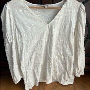 Lucky Brand White Textured Blouse
